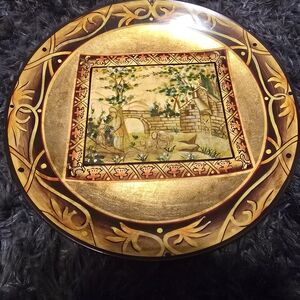 Vintage RC CREATIONS DECORATIVE PLATE BLACK & GOLD 10" X 1"